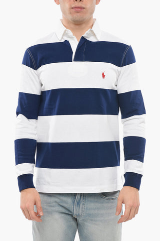 Polo a Maniche Lunghe in Cotone a Righe Awning