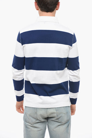 Polo a Maniche Lunghe in Cotone a Righe Awning