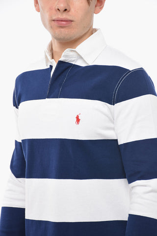 Polo a Maniche Lunghe in Cotone a Righe Awning