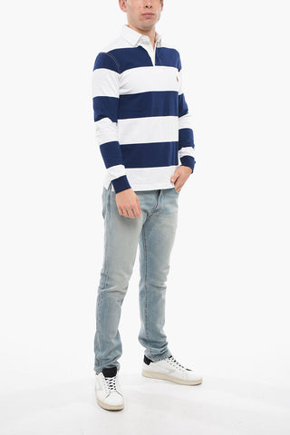 Polo a Maniche Lunghe in Cotone a Righe Awning
