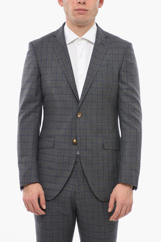 Virgin Wool Suit with Windowpane Check Pattern