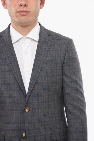Virgin Wool Suit with Windowpane Check Pattern