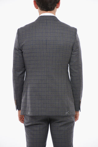Virgin Wool Suit with Windowpane Check Pattern