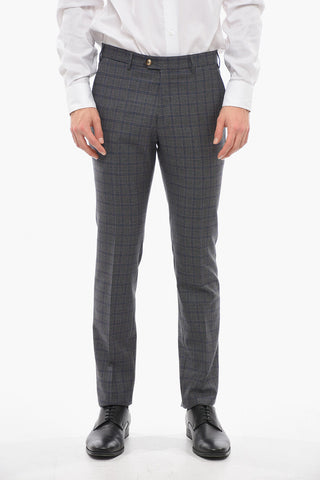 Virgin Wool Suit with Windowpane Check Pattern