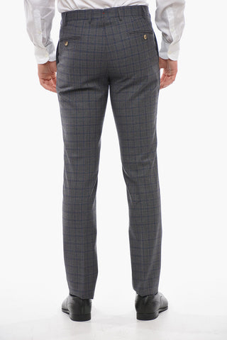 Virgin Wool Suit with Windowpane Check Pattern