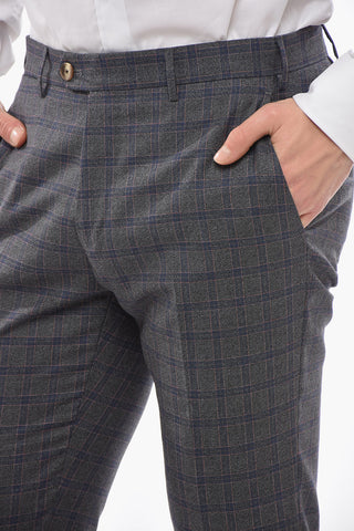 Virgin Wool Suit with Windowpane Check Pattern