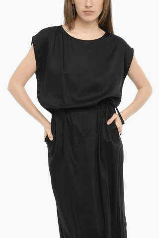Maxi Dress in Twill a Tinta Unita