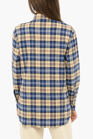 Bluse mit Tartan-Karo und doppelter Tasche