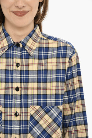 Bluse mit Tartan-Karo und doppelter Tasche