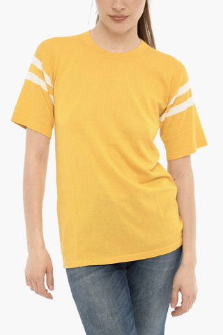 Cotton Crewneck T-shirt with Contrast Bands