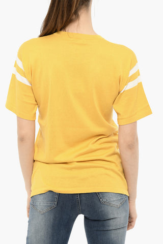 Cotton Crewneck T-shirt with Contrast Bands