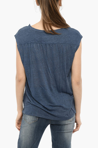 Sheer Linen T-shirt with V-Neck