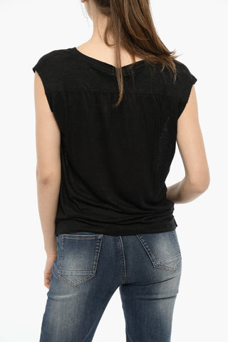 Sheer Linen T-shirt with V-Neck