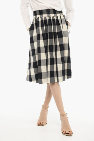 Buffalo Check circle Longuette Skirt with Drawstring Waist
