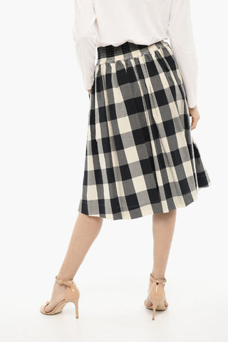 Buffalo Check circle Longuette Skirt with Drawstring Waist