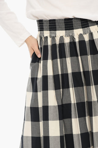 Buffalo Check circle Longuette Skirt with Drawstring Waist
