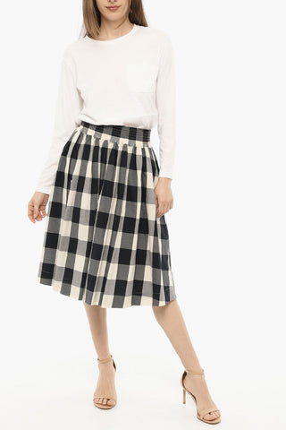 Buffalo Check circle Longuette Skirt with Drawstring Waist