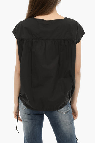 Blusa in Popeline di Cotone con Lacci