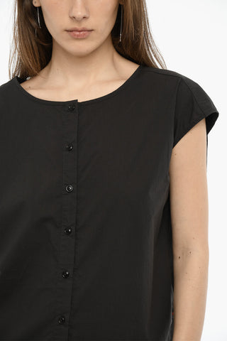 Blusa in Popeline di Cotone con Lacci