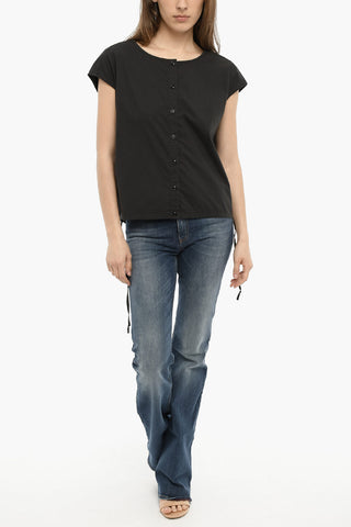 Blusa in Popeline di Cotone con Lacci