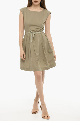 Flared GAUZE Dress  With Belt