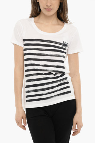 Two-Tone Striped Crew-Neck T-shirt