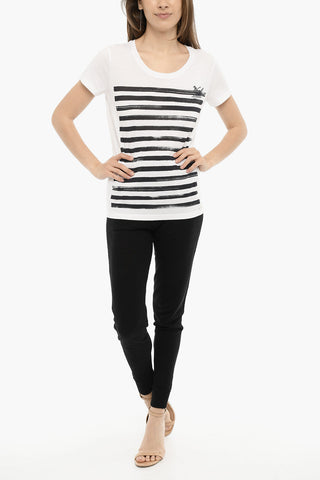 Two-Tone Striped Crew-Neck T-shirt