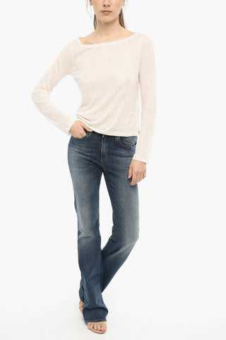 T-shirt Leggera in Lino con Manica a 3/4