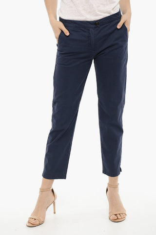 Pantaloni in Cotone Stretch con Spacco alla Caviglia