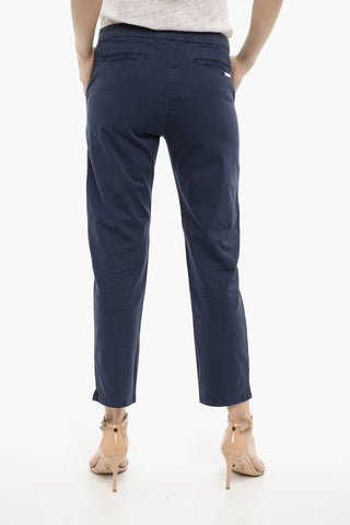 Pantaloni in Cotone Stretch con Spacco alla Caviglia