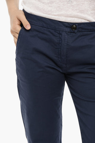 Pantaloni in Cotone Stretch con Spacco alla Caviglia