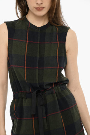 Wool-Blend Checked Jumpsuit GAUZE with Elastic Waist