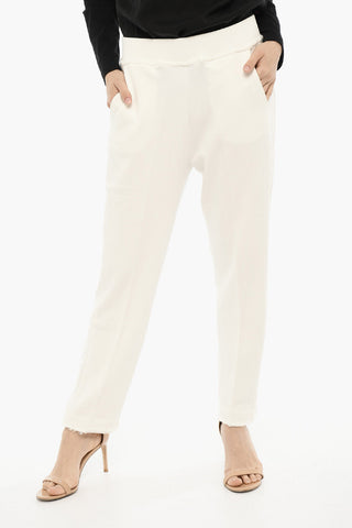Frayed-Hem Cotton Joggers with Side-Logo