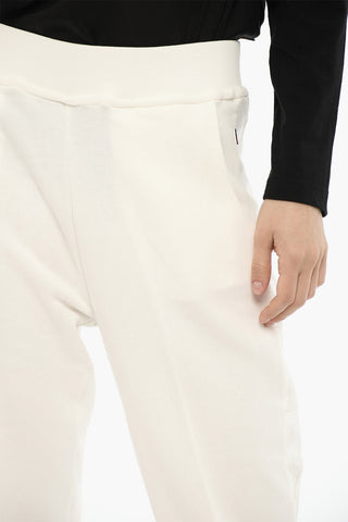 Frayed-Hem Cotton Joggers with Side-Logo