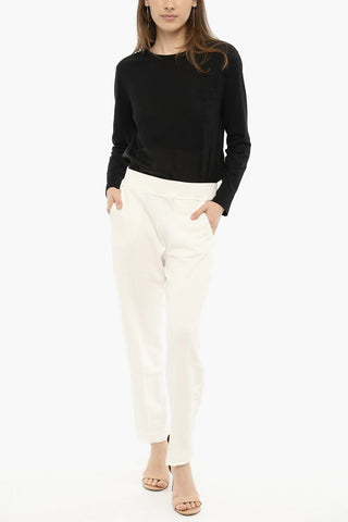 Frayed-Hem Cotton Joggers with Side-Logo