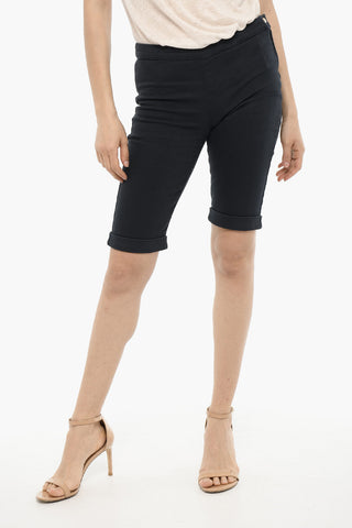 Turn-Up Hem Shorts with Gold Closure