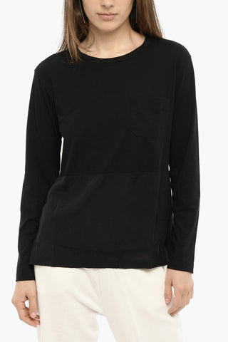 Crew-Neck T-shirt with Breast Pocket and Side Split