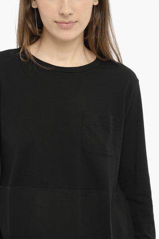 Crew-Neck T-shirt with Breast Pocket and Side Split