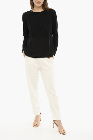 Crew-Neck T-shirt with Breast Pocket and Side Split
