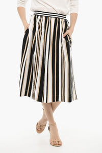 Flared Pencil Midi Skirt SCULLY in Stripes