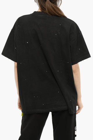 Vintage Effect Crew-neck T-Shirt with Print