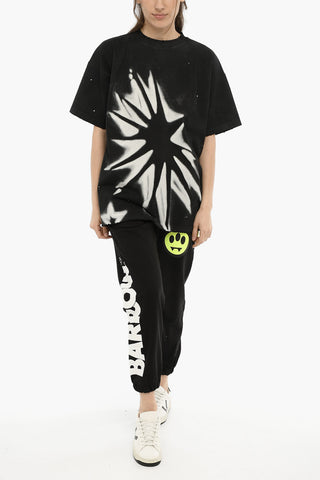 Vintage Effect Crew-neck T-Shirt with Print