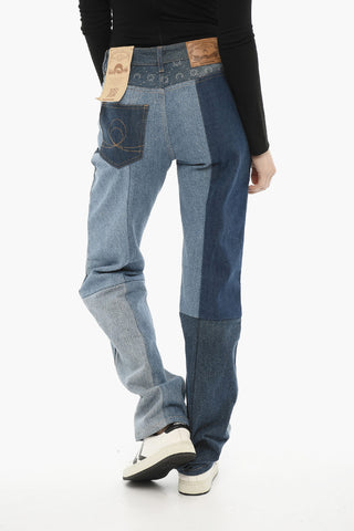 WHITE LINE Jeans Bicolore con Stampa Laterale 20cm