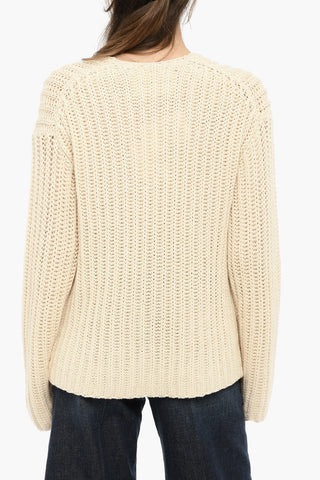 Wool and Cotton Cardigan with Tortoiseshell-Buttons