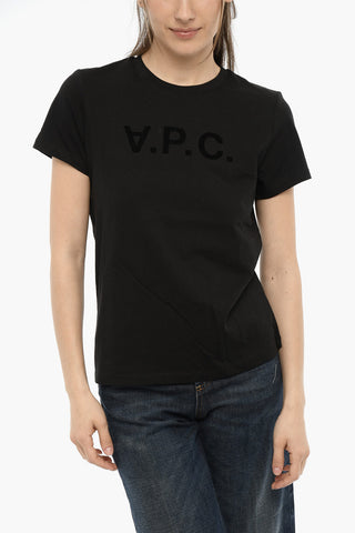 Solid Color Crew Neck T-Shirt with Tone-on-Tone Logo
