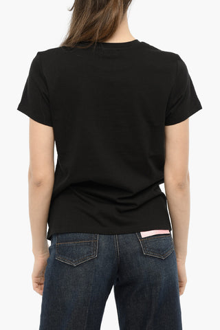 Solid Color Crew Neck T-Shirt with Tone-on-Tone Logo