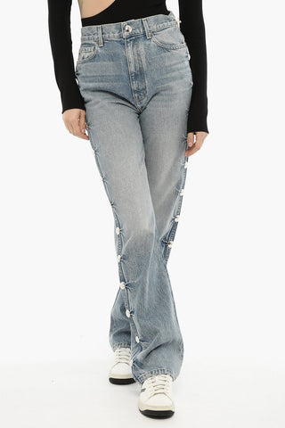 Jeans DANIELLE A Vita Alta con Borchie Laterali 21cm
