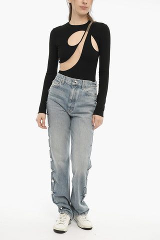 Jeans DANIELLE A Vita Alta con Borchie Laterali 21cm