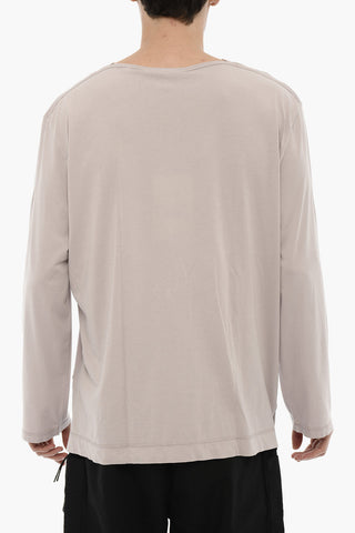 Solid Color Long Sleeved Crew-neck T-Shirt