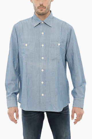 Camicia in Popeline di Cotone a Tinta Unita